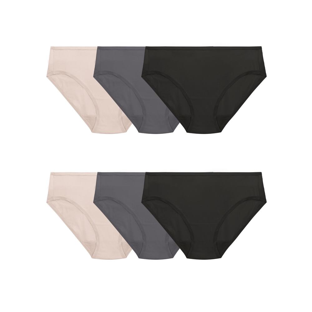 Fruit of the Loom Women’s Bikini Briefs - Black, Gray, Nude (3-Pack)